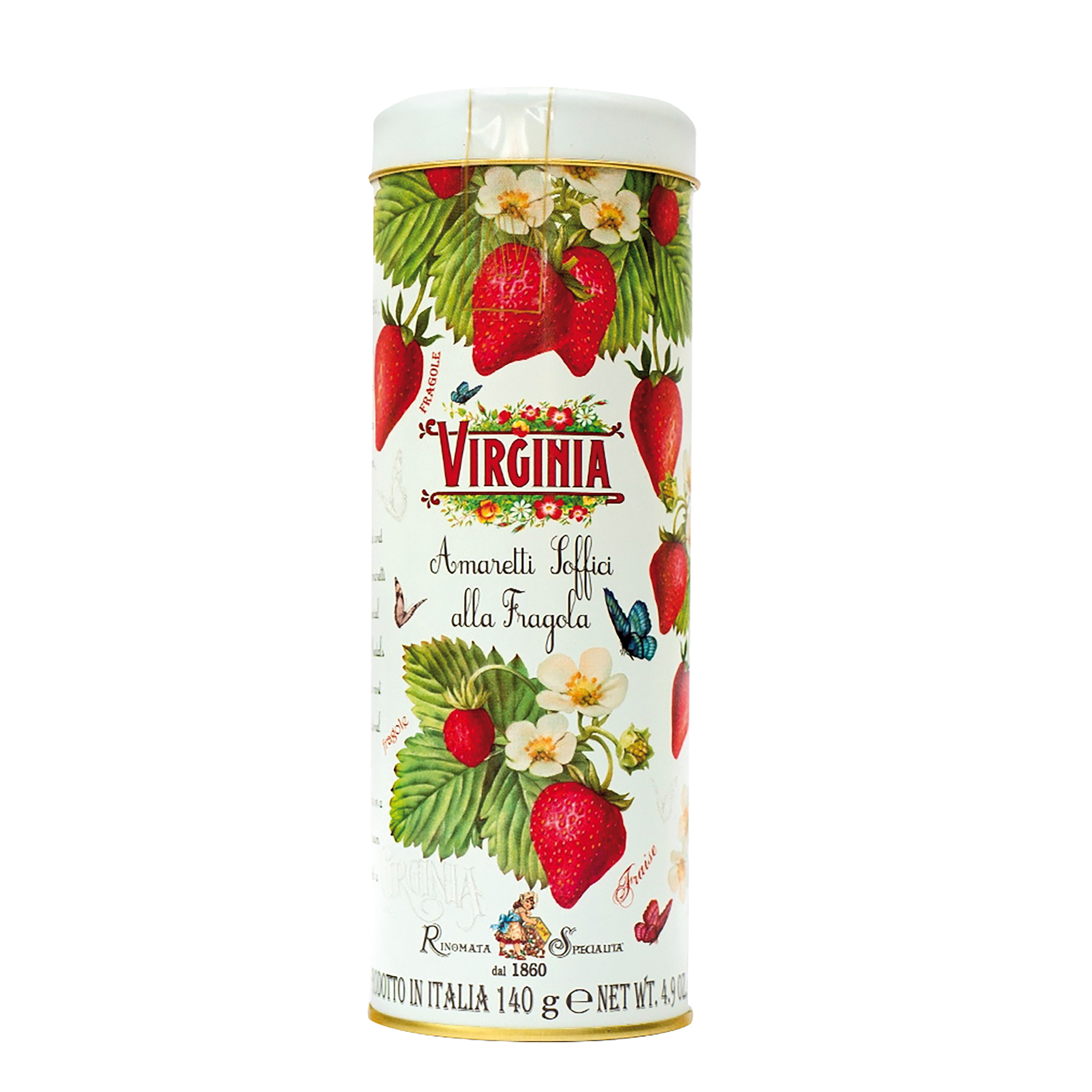 Soft Amaretti Strawberry Round Metal Tin