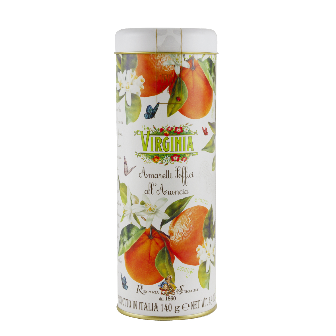 Soft Amaretti Orange Round Metal Tin