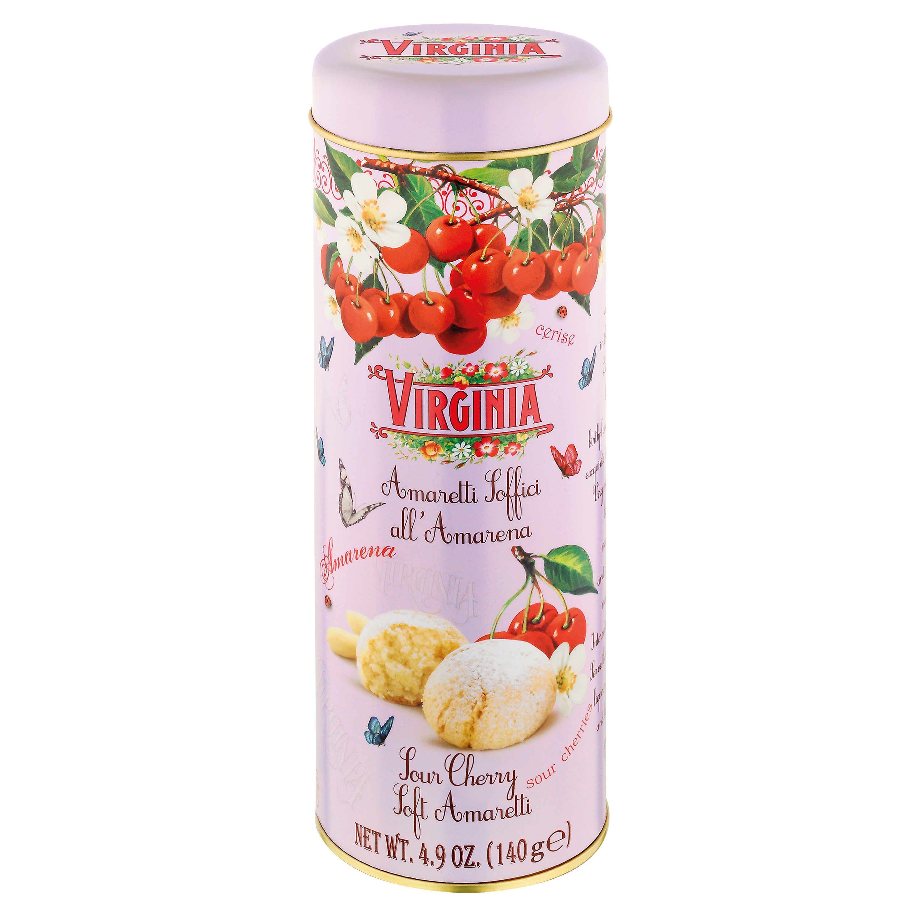 Soft Amaretti Cherry Round Metal Tin