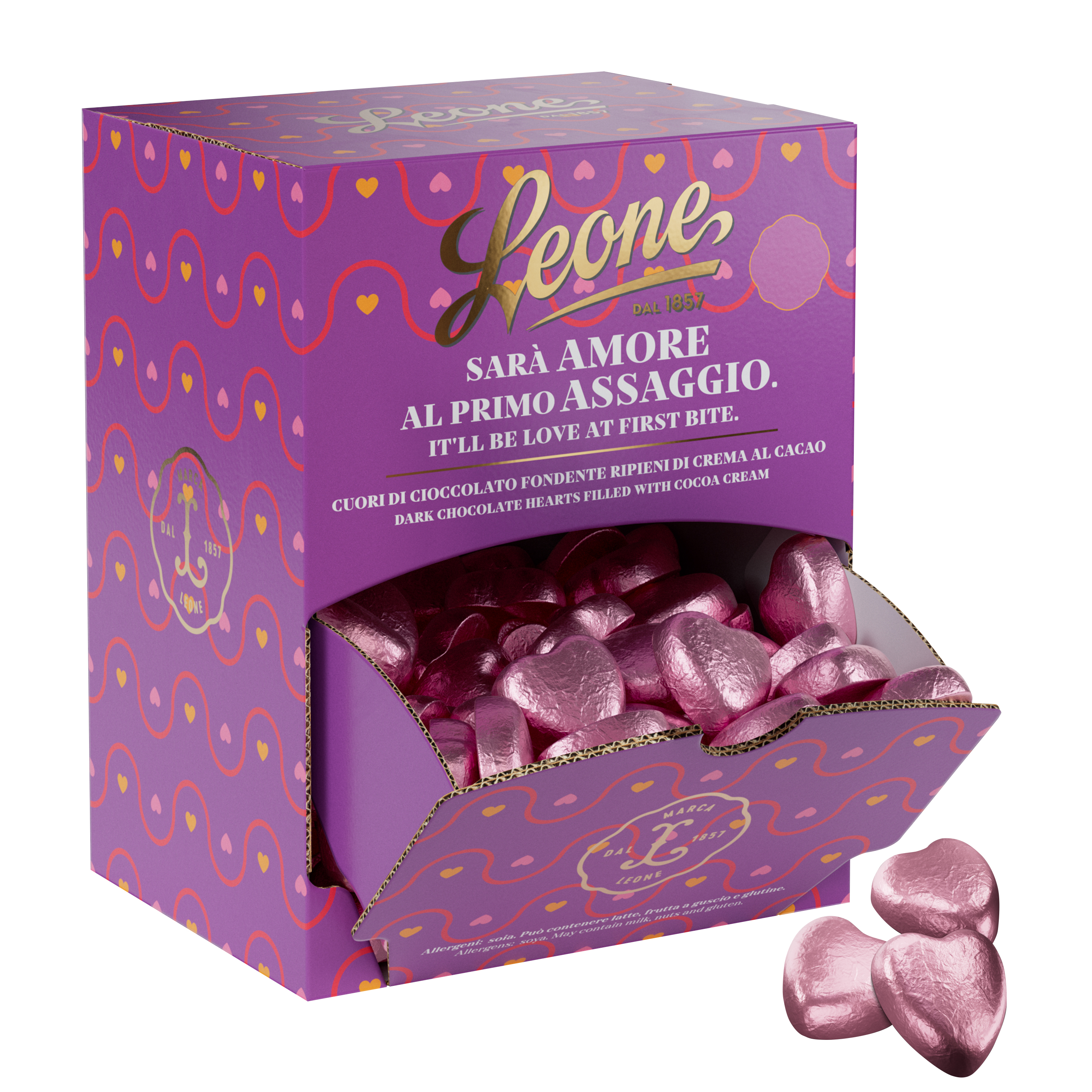 Chocolate Praline Hearts Staniol Dark